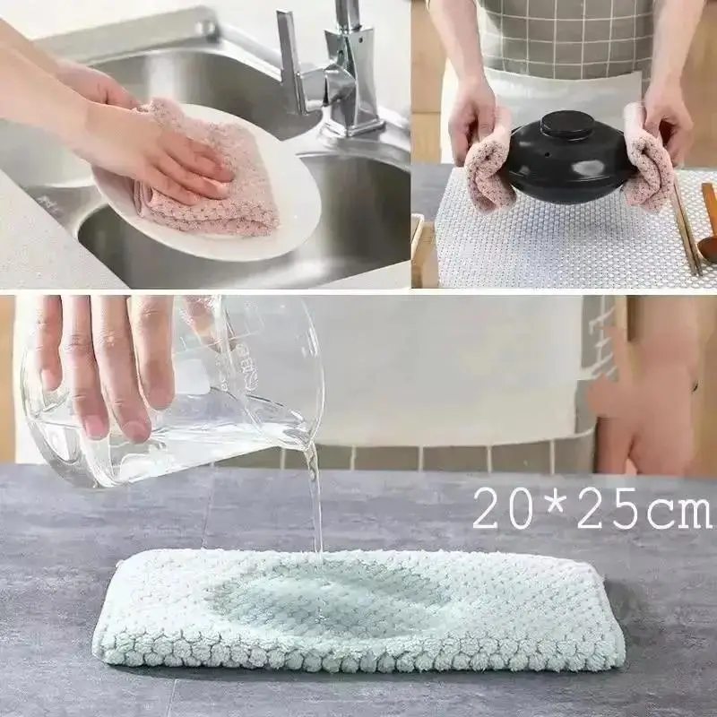 Paños de microfibra gruesos absorbentes cuadrados para limpieza del hogar - imagen 5