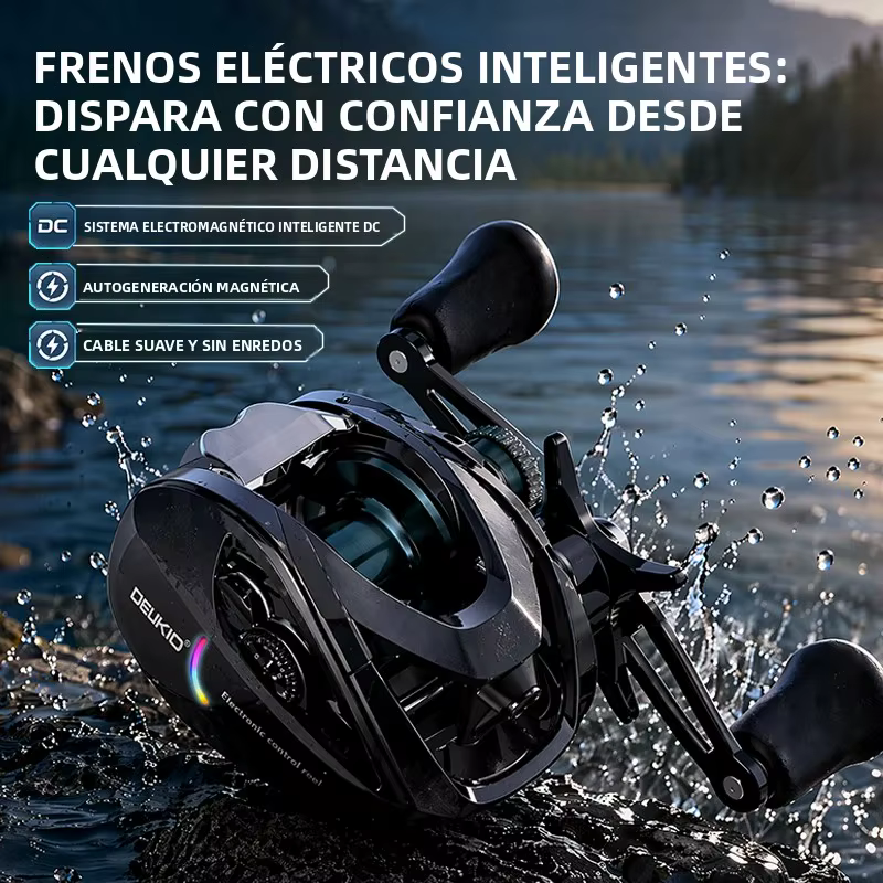 Carrete Baitcasting DEUKIO DC – 7.0:1, 8kg arrastre, latón