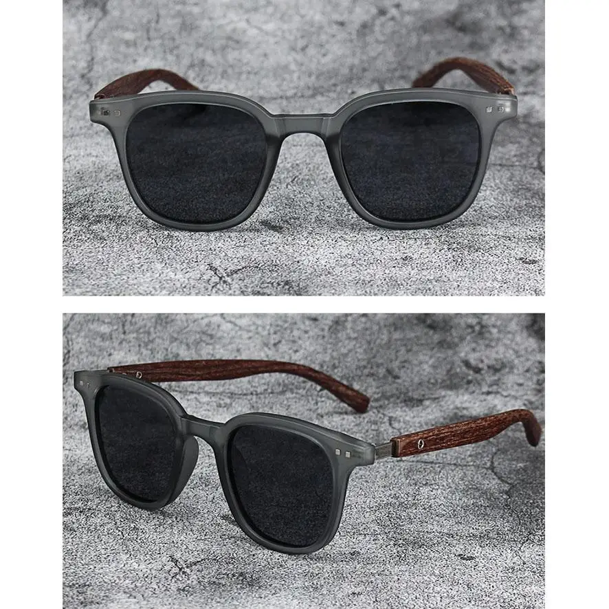 Gafas de sol vintage con protección UV y montura de madera - imagen 4