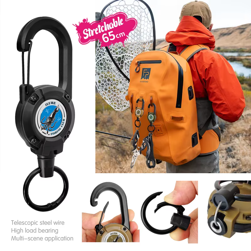 Mosquetón Retráctil con Cable de Acero – Antipérdida para Pesca - imagen 5