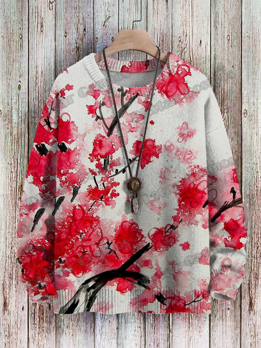 Suéter vintage KMY25 llama arcoíris – Cuello redondo impreso 3D - imagen 3