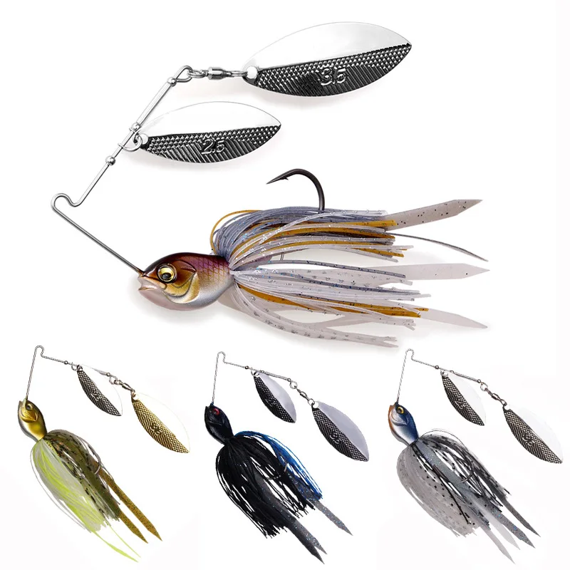 Spinnerbait para lubina – Señuelo giratorio de metal con falda - imagen 2