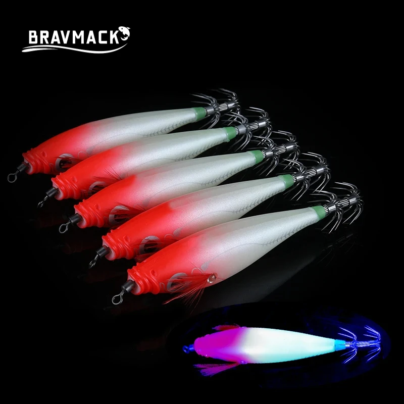 Egi Squid Jig BRAVMACK UV luminoso horizontal para calamar y pulpo - imagen 4