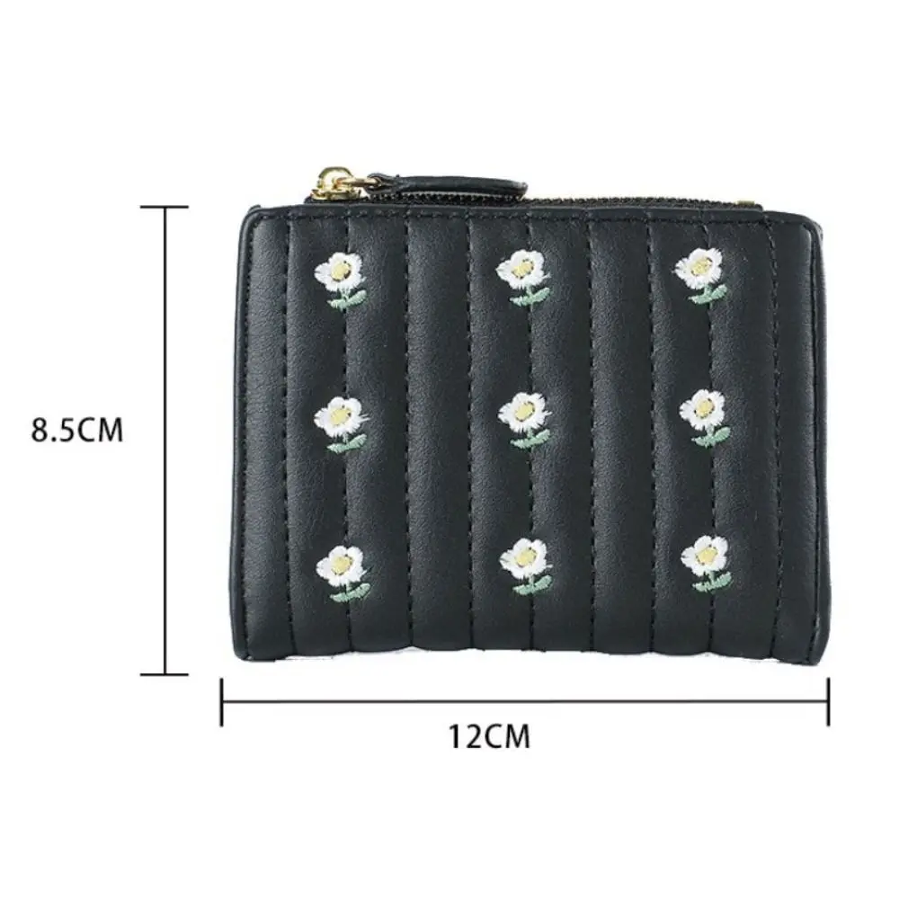 Mini cartera corta de cuero PU con cierre