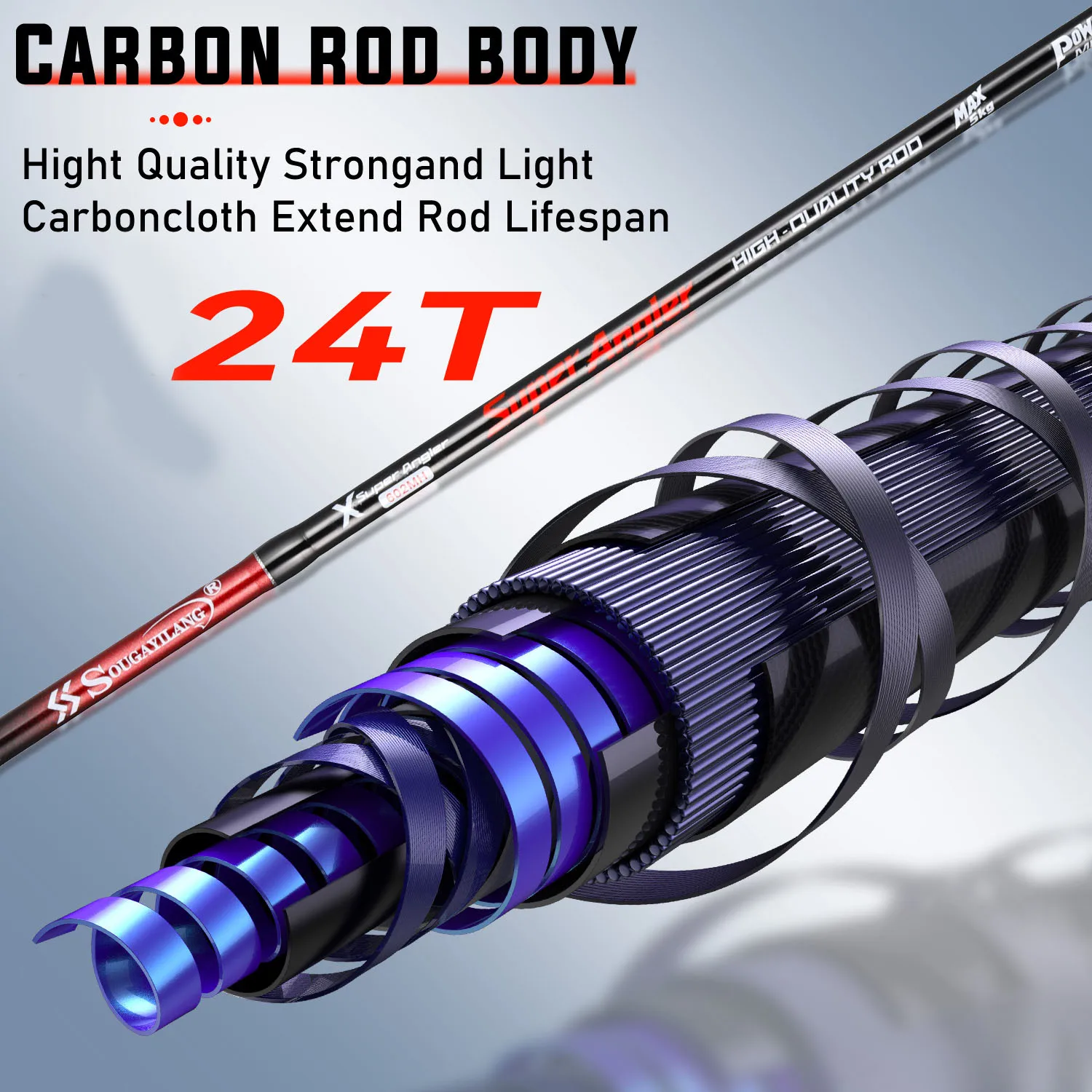 Sougayilang 24T: Caña para lubina MH carbono, doble tramo - imagen 5