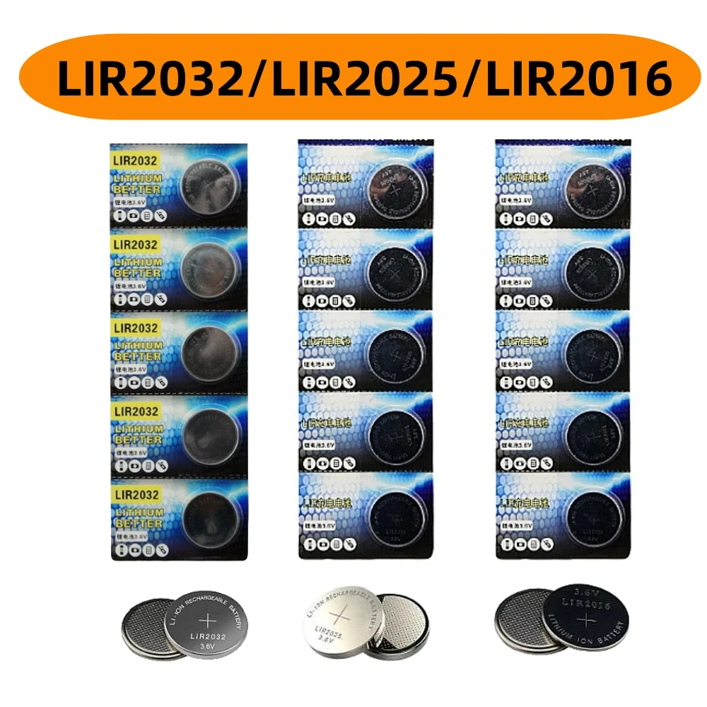 Baterías de botón recargables LIR2032 LIR2016 LIR2025