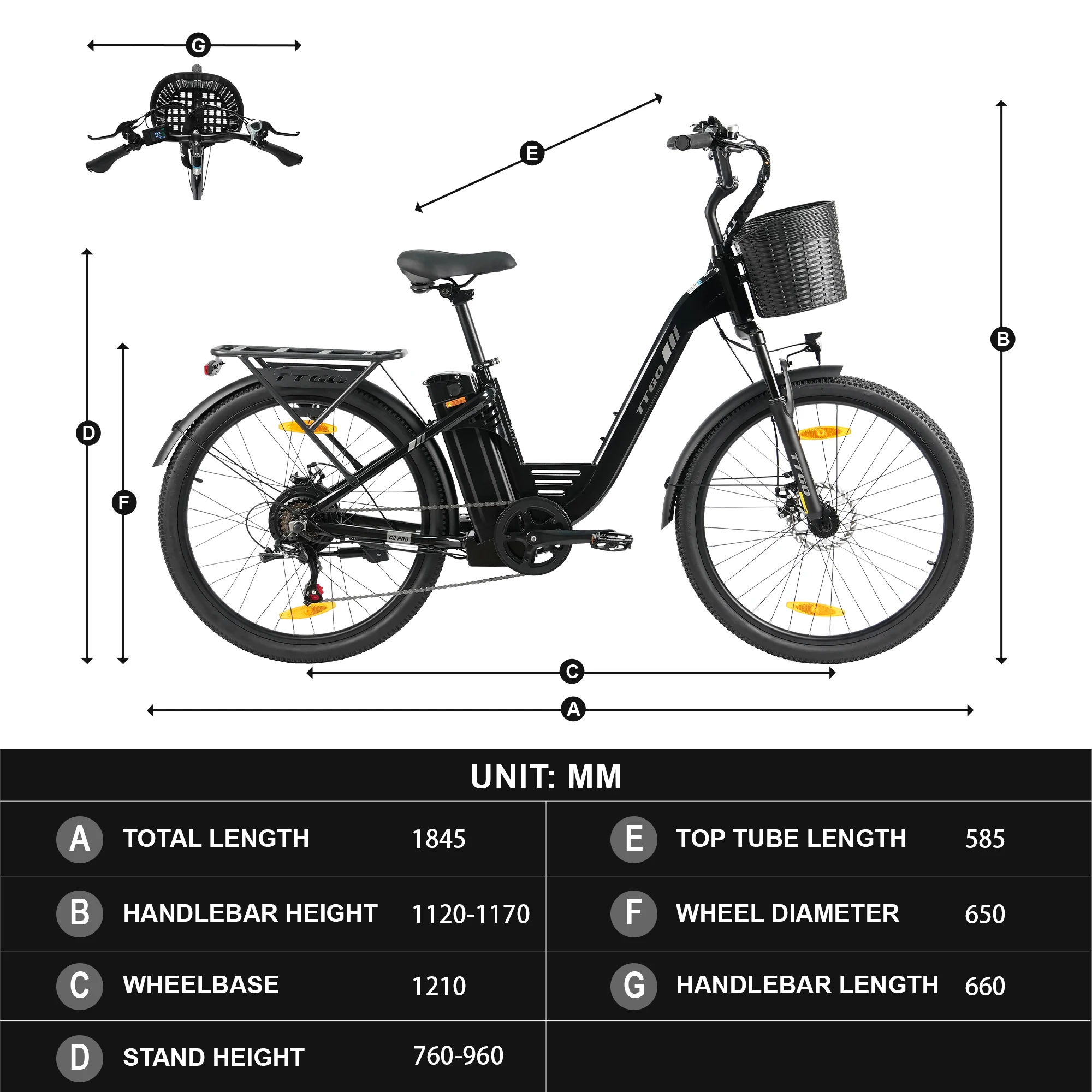 Bicicleta eléctrica TTGO 26/28 pulgadas vista lateral