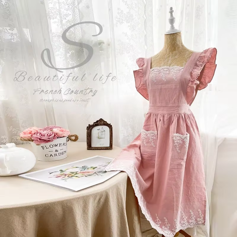 Delantal algodón y lino vintage mujer – estilo palaciego - imagen 5