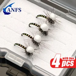 ANFS Moscas secas Zebra Midge Parachute atadas a mano