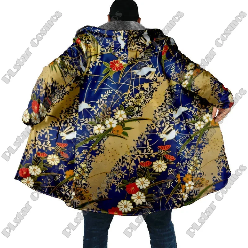 Chaqueta con capucha térmica para pesca invernal retro floral