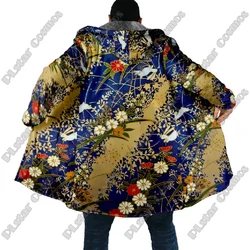 Chaqueta con capucha térmica para pesca invernal retro floral