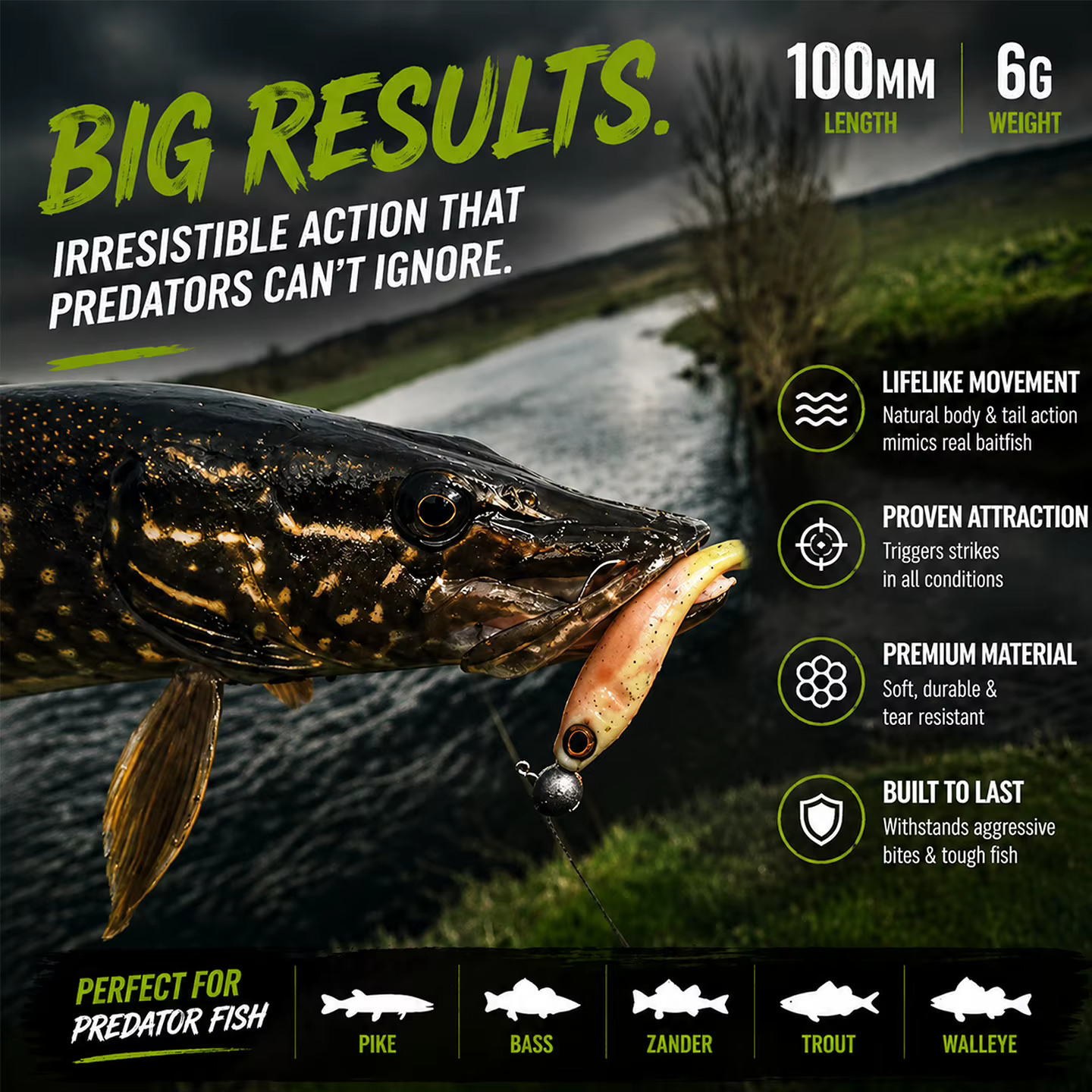 Señuelo Suave Esfishing Swimmer 100mm – Cebo rizado Twister para lubina y lucio - imagen 3