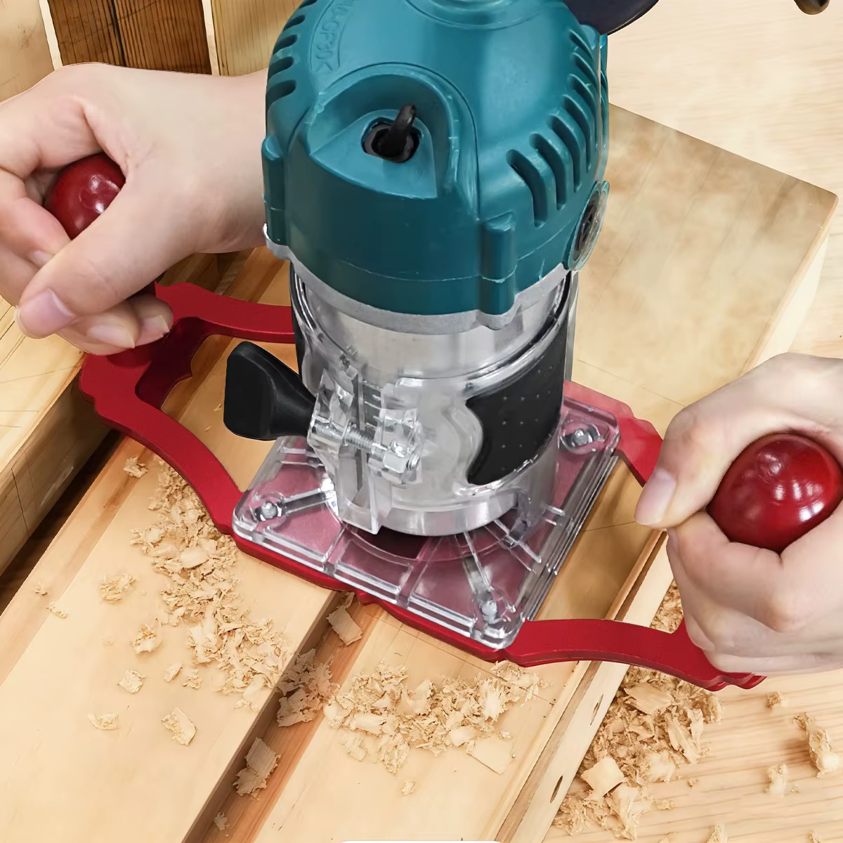 Detalle del mango ergonómico y sistema de fijación