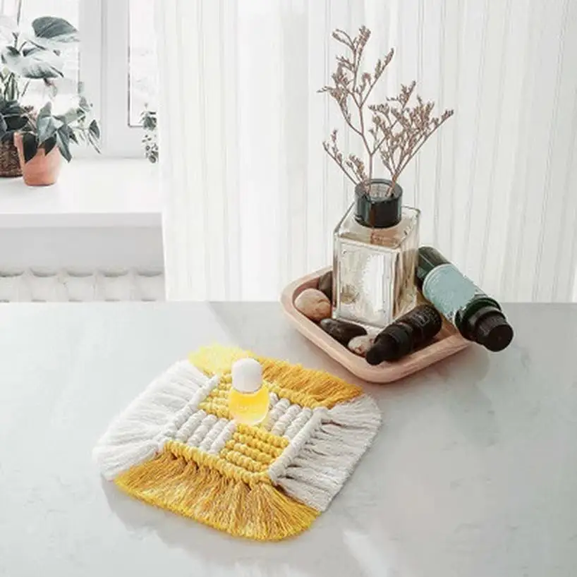 Manteles individuales de macramé rústico con posavasos de algodón - imagen 4