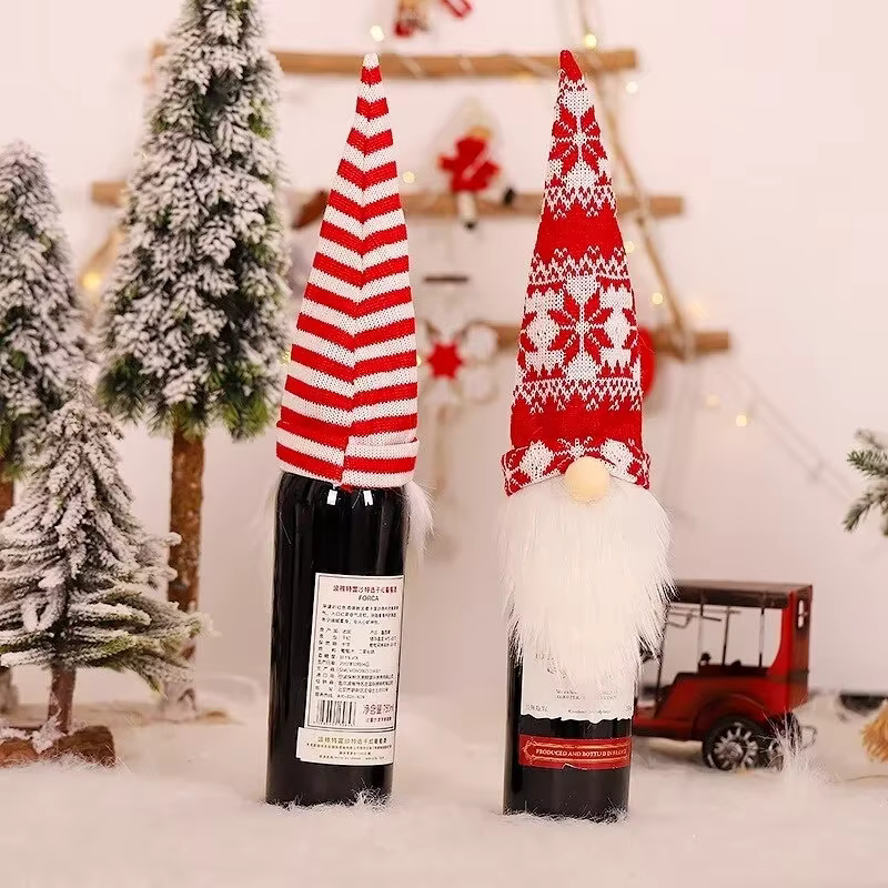 Cubierta de botella de vino Papá Noel de lana Adorno navideño - imagen 4