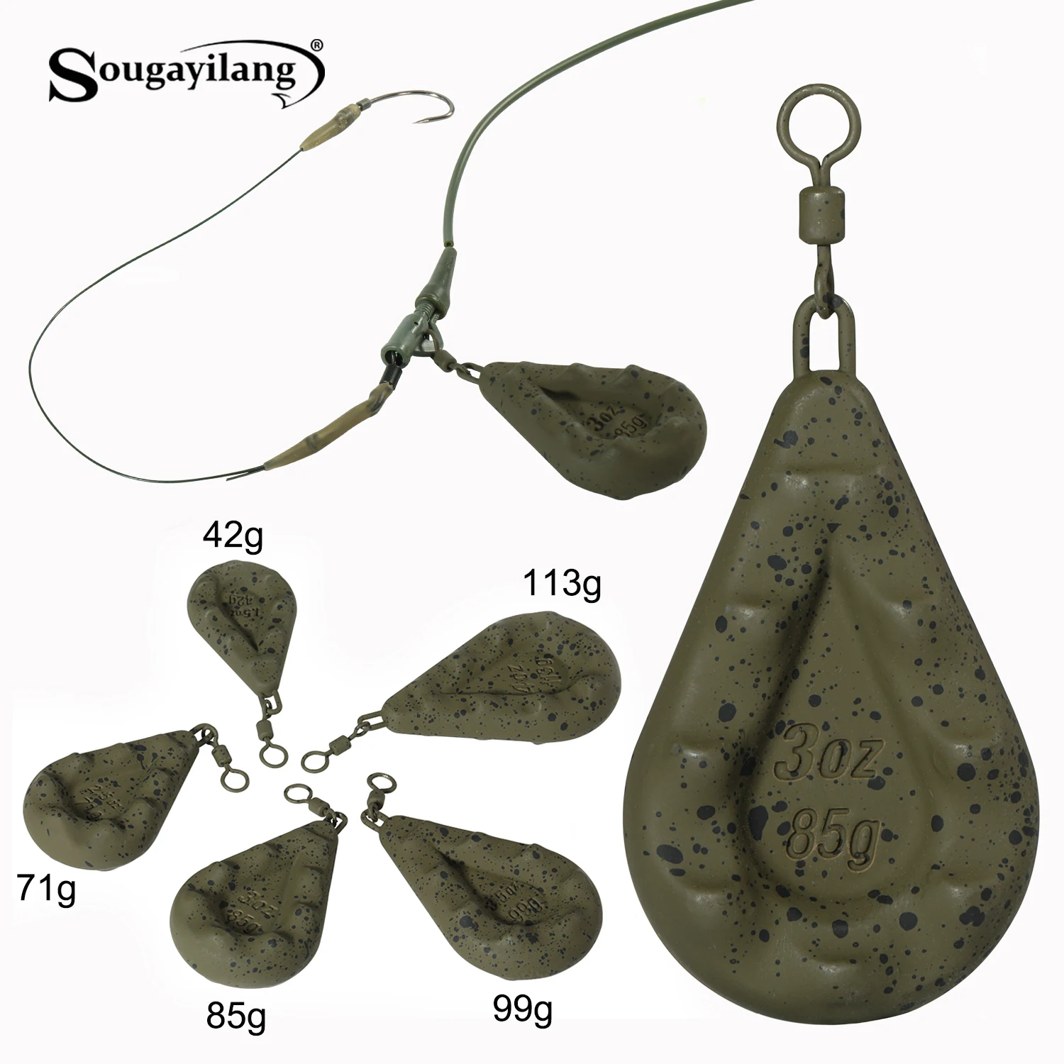 Sougayilang Plomos giratorios para pesca de carpa en río - imagen 4