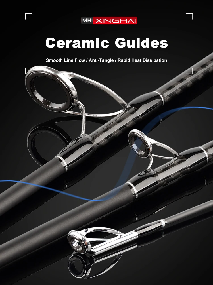 Caña jigging de viaje carbono con guías cerámica para jig lento - imagen 4