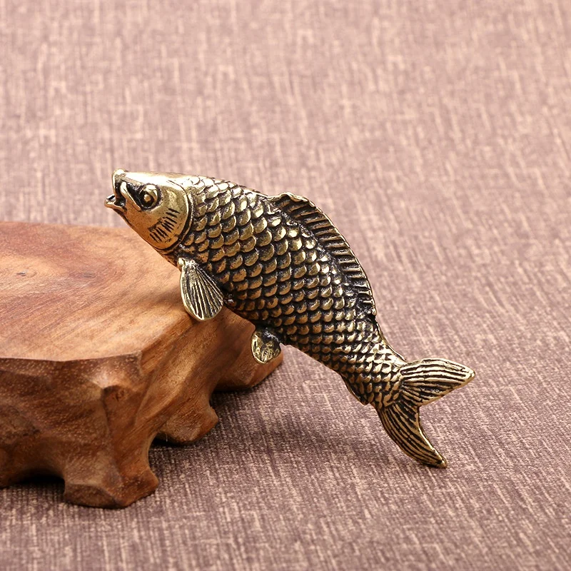 Figura Pez Carpa Latón Macizo – Decoración Escritorio Colección Pesca - imagen 3