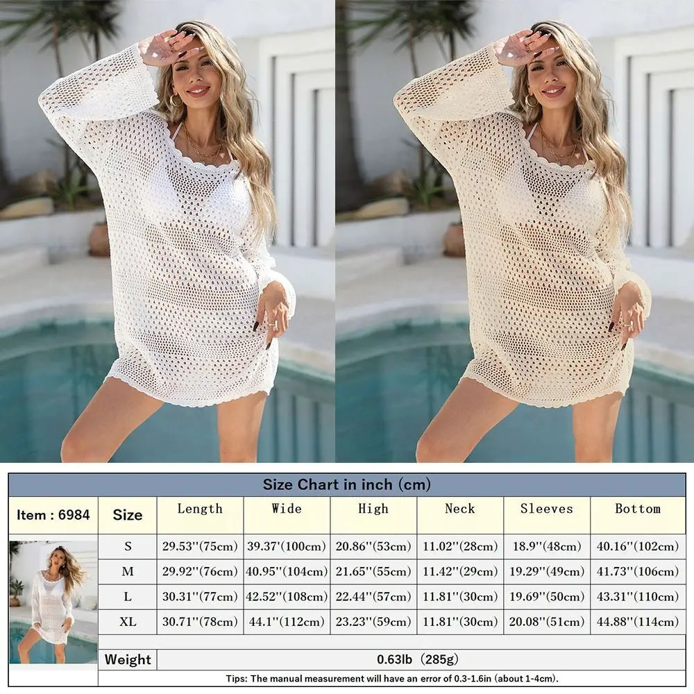 Vestido de playa calado holgado para mujer con protección solar - imagen 3