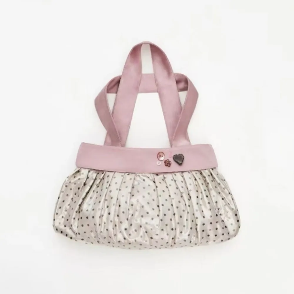 Bolso de hombro rosa con lunares, gran capacidad, mujer plisado - imagen 4