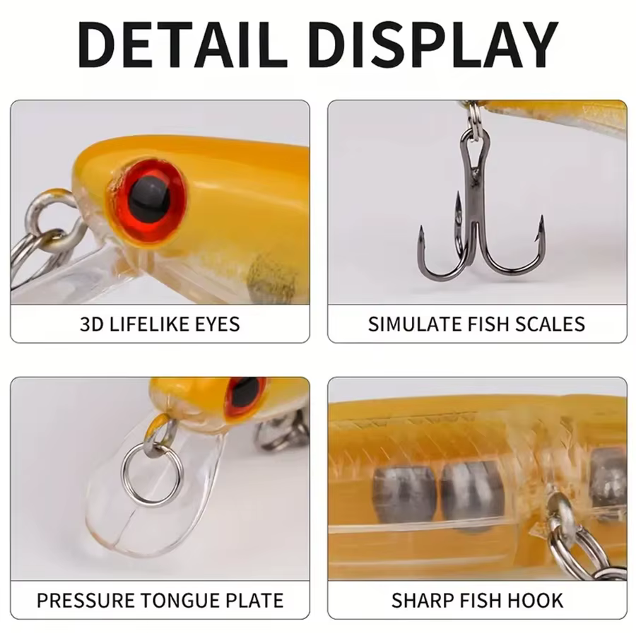 Jerkbait Minnow Duro para Lucio – Señuelos Wobbler Crankbait Set - imagen 5