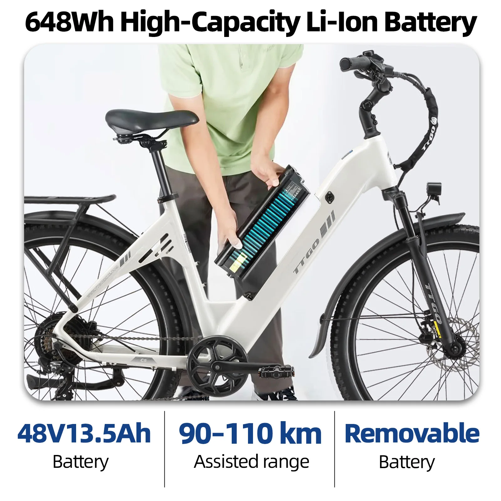 TTGO C5 Bicicleta eléctrica con frenos hidráulicos, LCD y suspensión - imagen 5