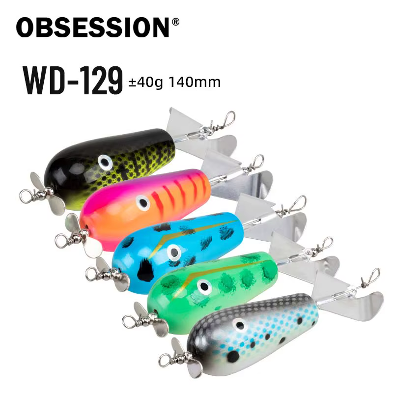 Señuelo Popper Madera Obsession WD129 – Cebo Topwater hélice doble