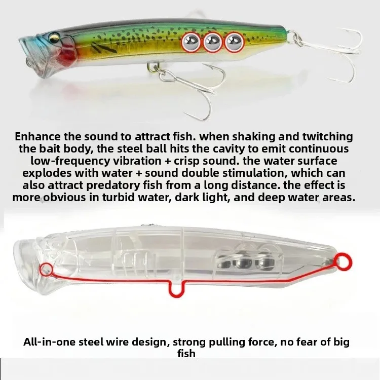 MUKUN Popper flotante para pesca de superficie GT – Cebo duro - imagen 4
