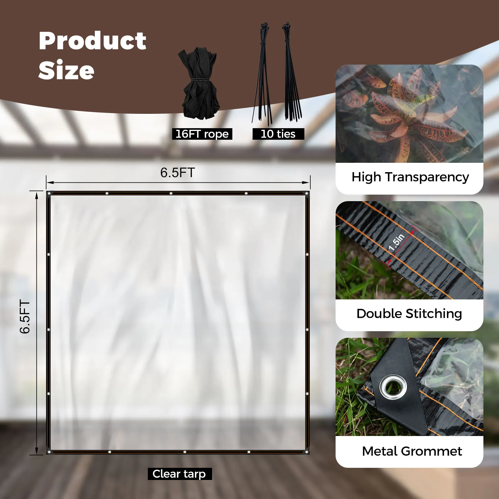 Goture Lona Transparente Impermeable Gruesa para Exteriores y Jardín