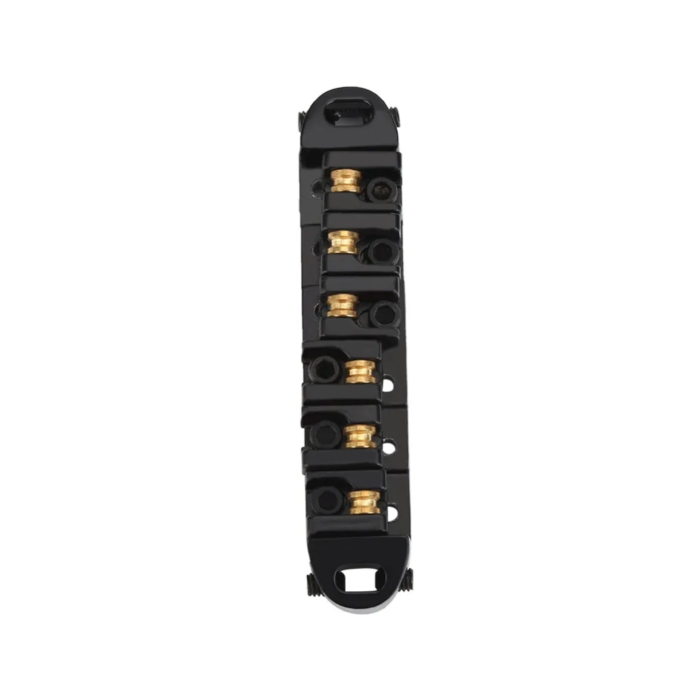 Puente de Guitarra 6 Cuerdas Metal Selletas Rodillo Negro - imagen 3