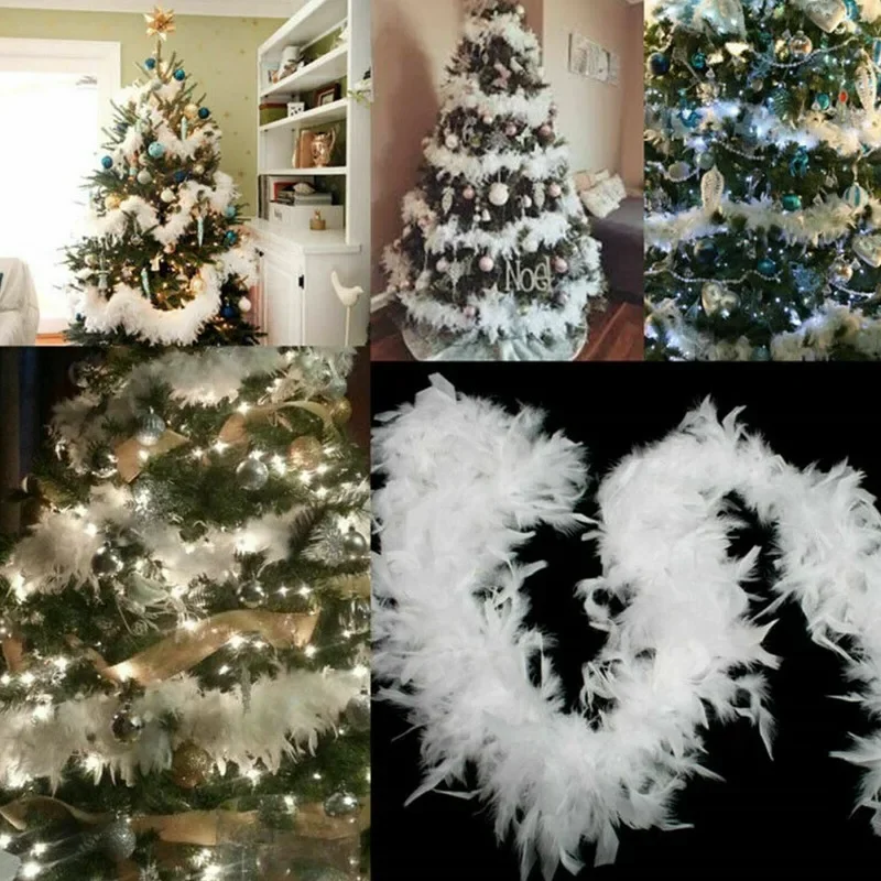 Boa de plumas naturales blanca para decoración y manualidades - imagen 3