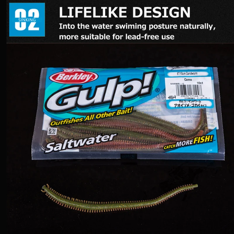Berkley Gulp vinilo pesca suave con sal para agua salada marina - imagen 4