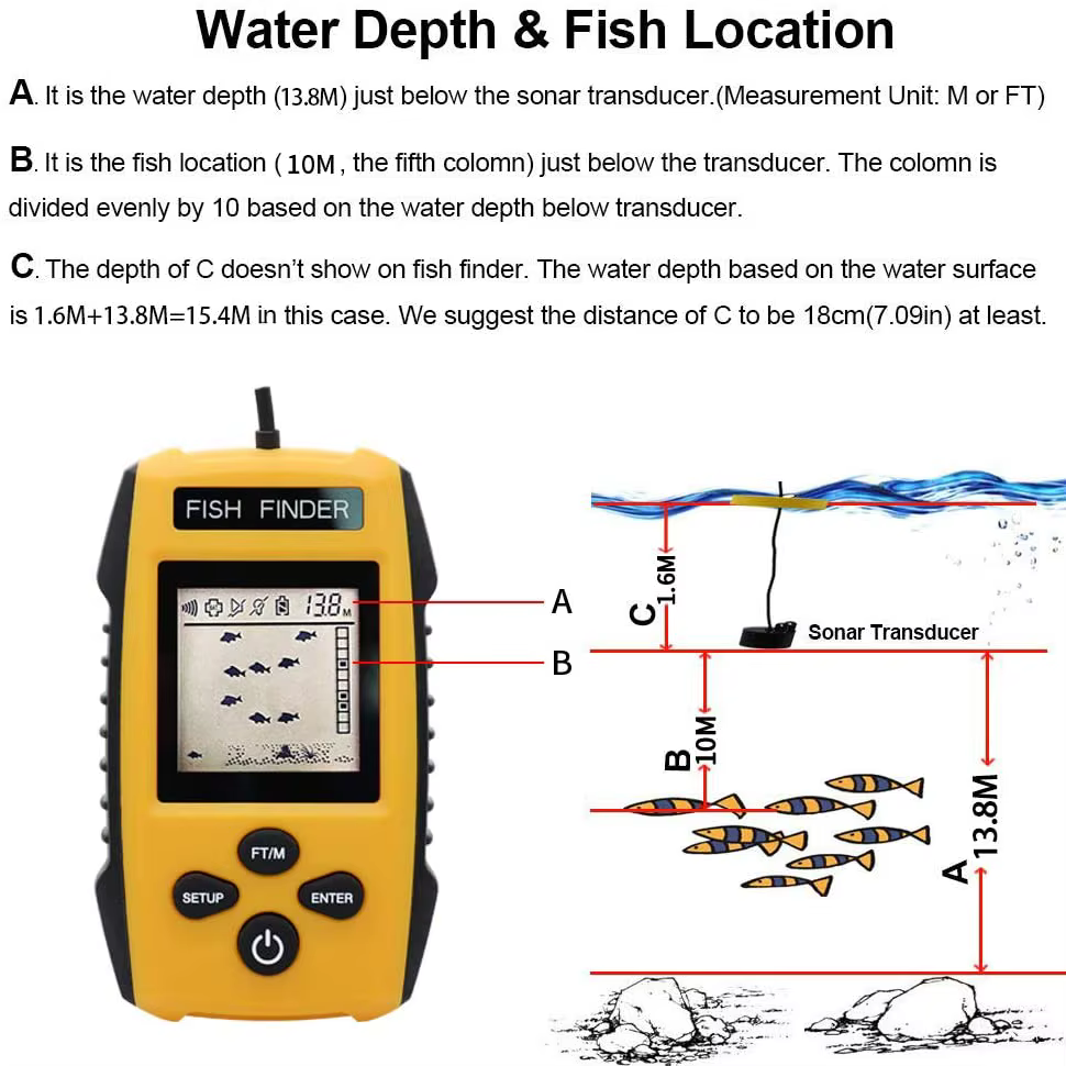 Ecosonda portátil Buscador de Peces – Detector inteligente con alerta - imagen 3