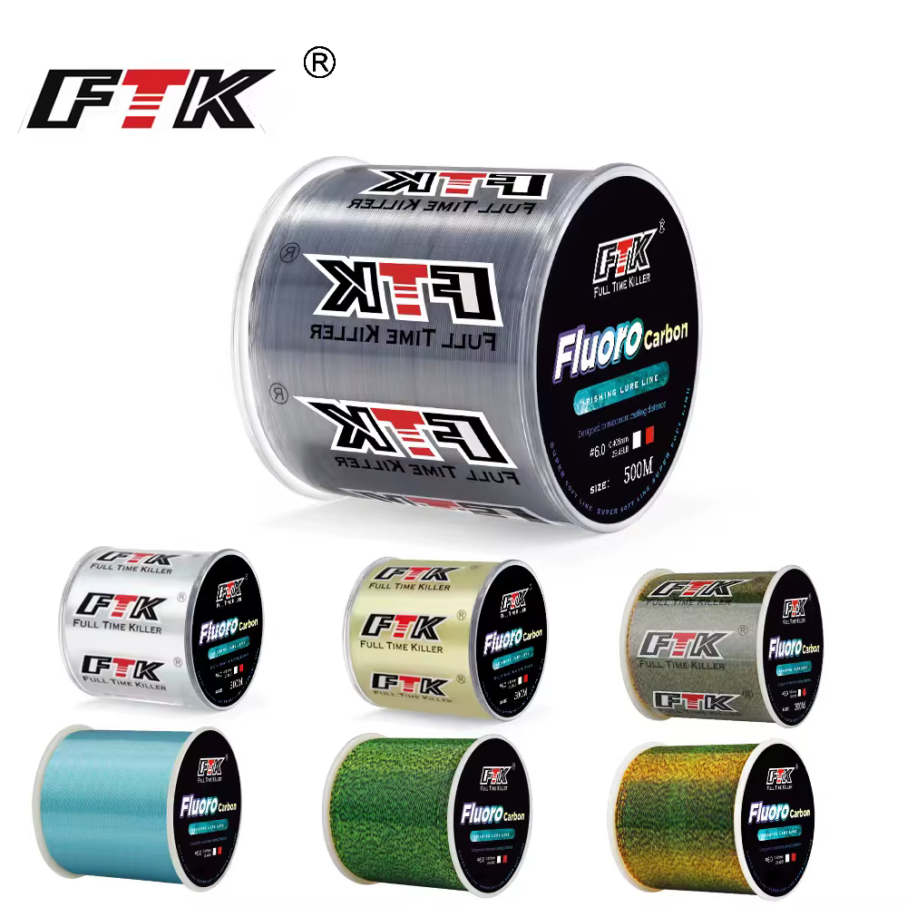 FTK Línea de nailon fluorocarbono con superficie de carbono para carpa