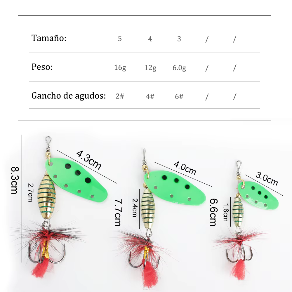 NGB Cucharilla laton con plumas y anzuelo triple de pluma - imagen 5