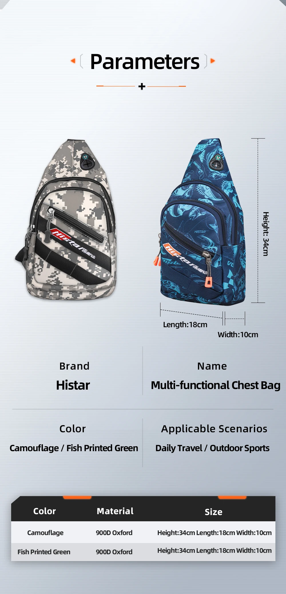 Bolsa HISTAR con accesorios de pesca organizados