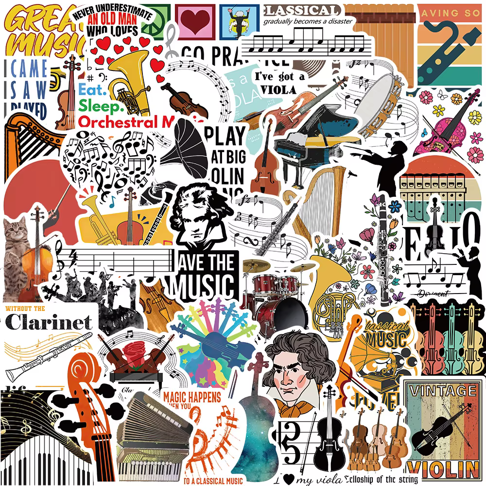 52 Uds Pegatinas Graffiti Guitarra Refrigerador Juguete Clásico Calcomanías - imagen 5