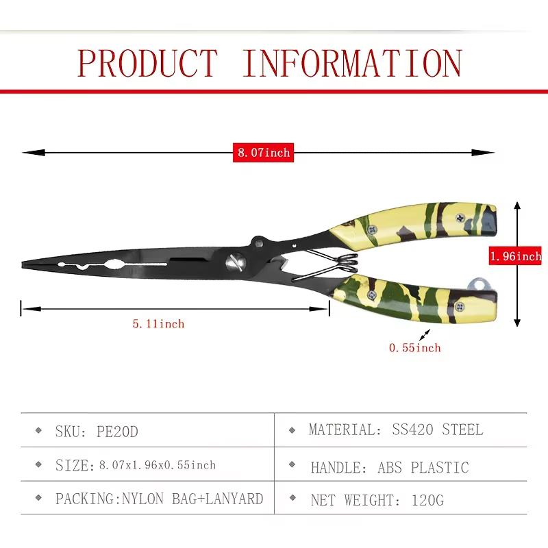 Alicates de pesca multifuncion - Tijeras linea y removedor de anzuelos