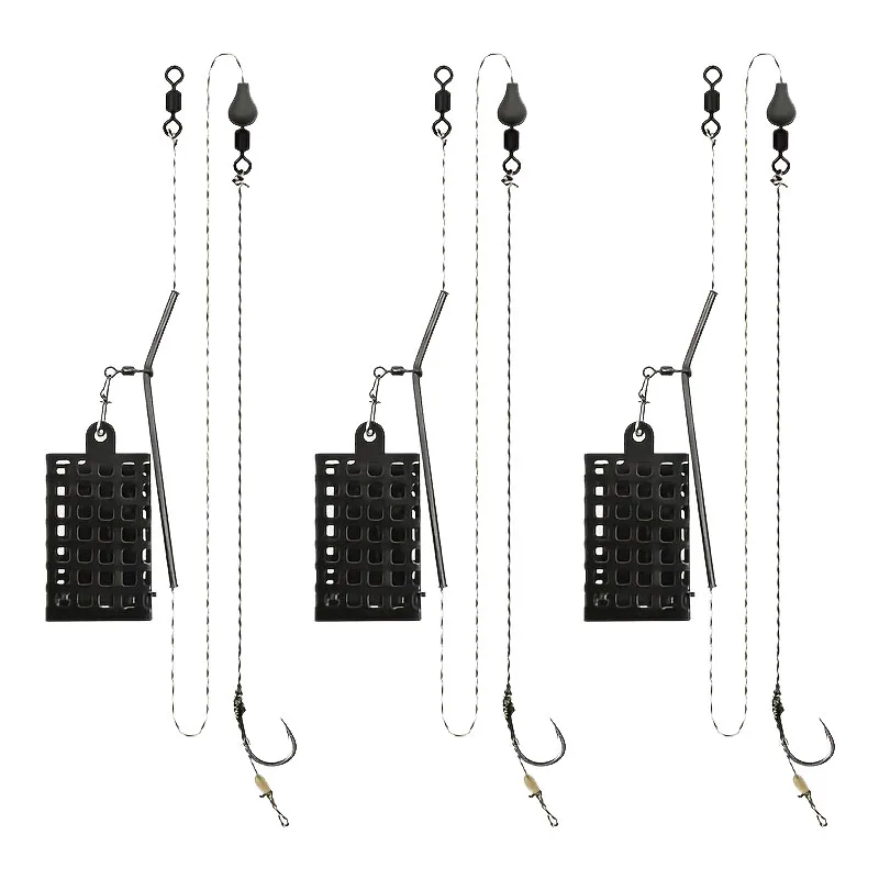 Juego de aparejos para pesca de carpa con cesta y componentes