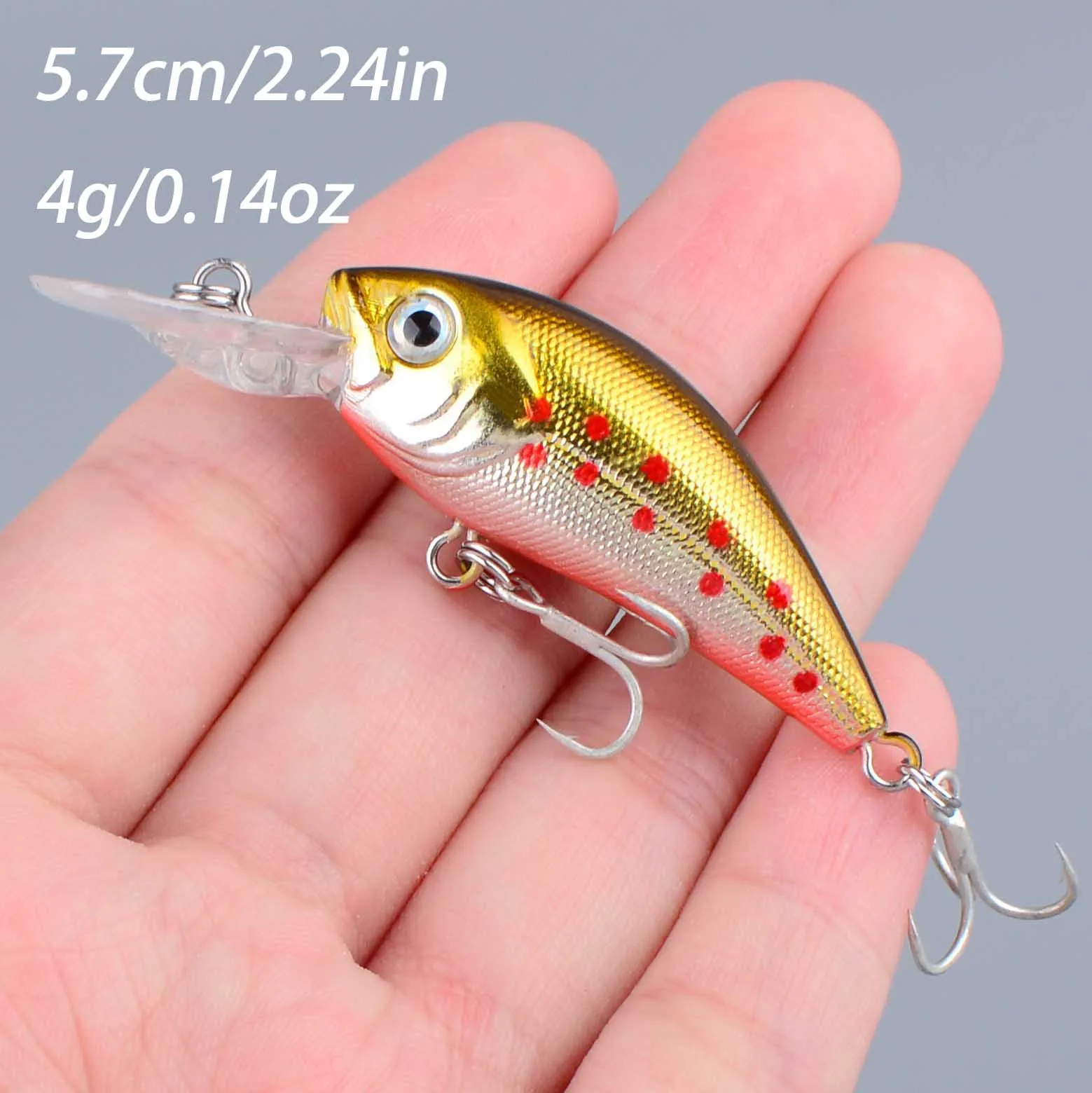 Señuelo minnow 5.7 cm con ojos 3D y anzuelos triples