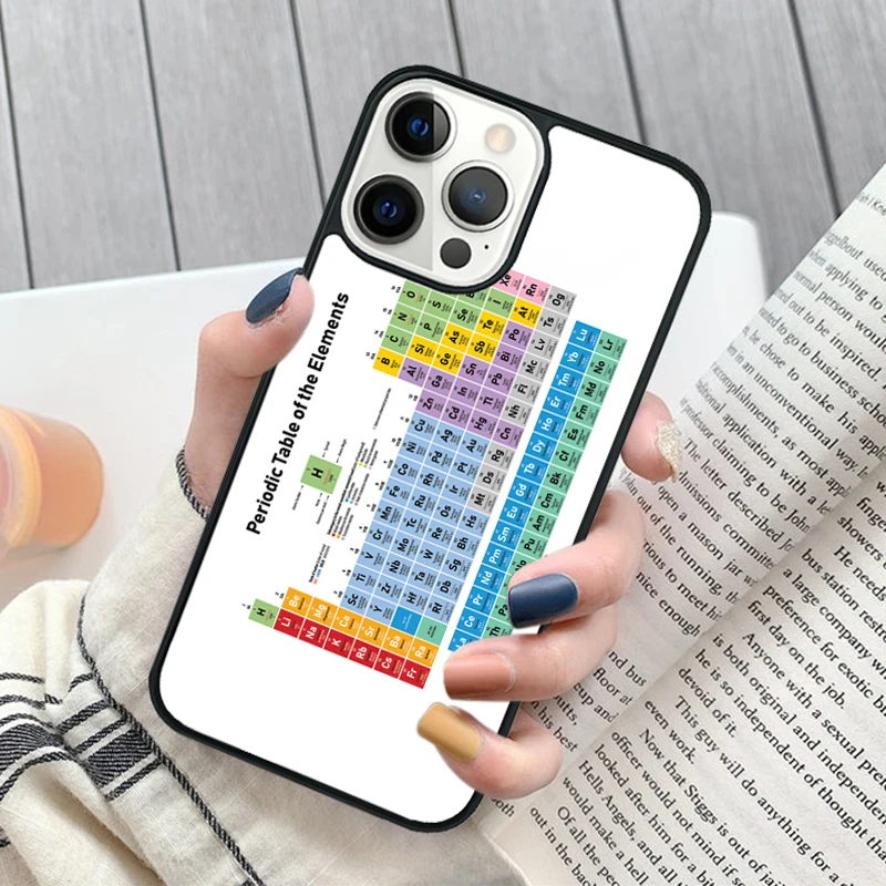 Funda mostrando la tabla periódica en la parte trasera