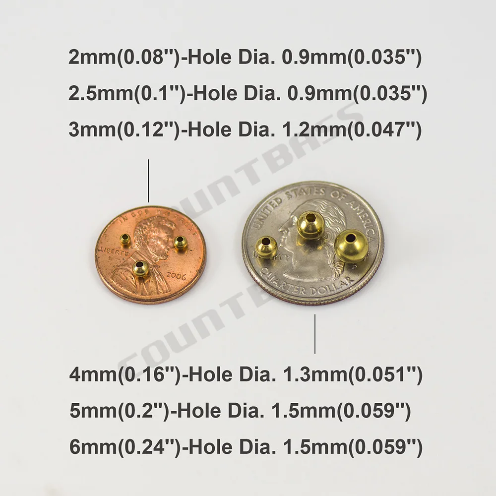 COUNTBASS Cuentas de latón huecas 2–6 mm para spinnerbaits-buzzbaits - imagen 3