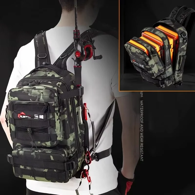 Mochila para aparejos de pesca con portacañas – Uso en exteriores
