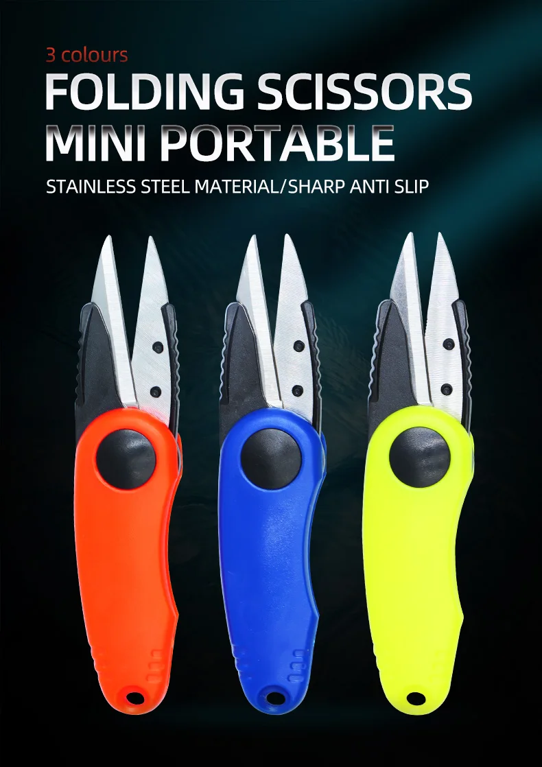 Tijeras plegables ShareShark abiertas para cortar sedal