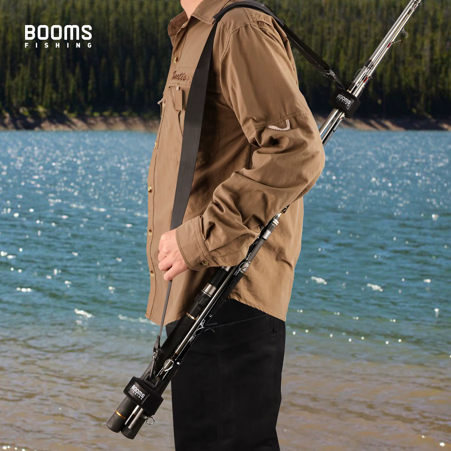 Booms pesca RS4 correa de transporte para caña Sling negro - imagen 4