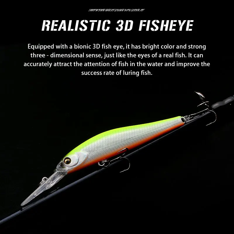 LETOYO Long Lip Minnow Jerkbait de hundimiento – para trucha - imagen 4