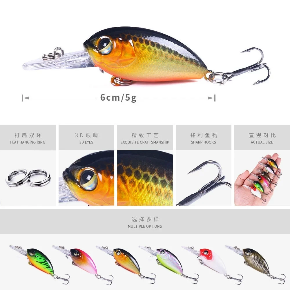 CrankBait Wobblers Squarebill Deep Driving para lubina y trucha