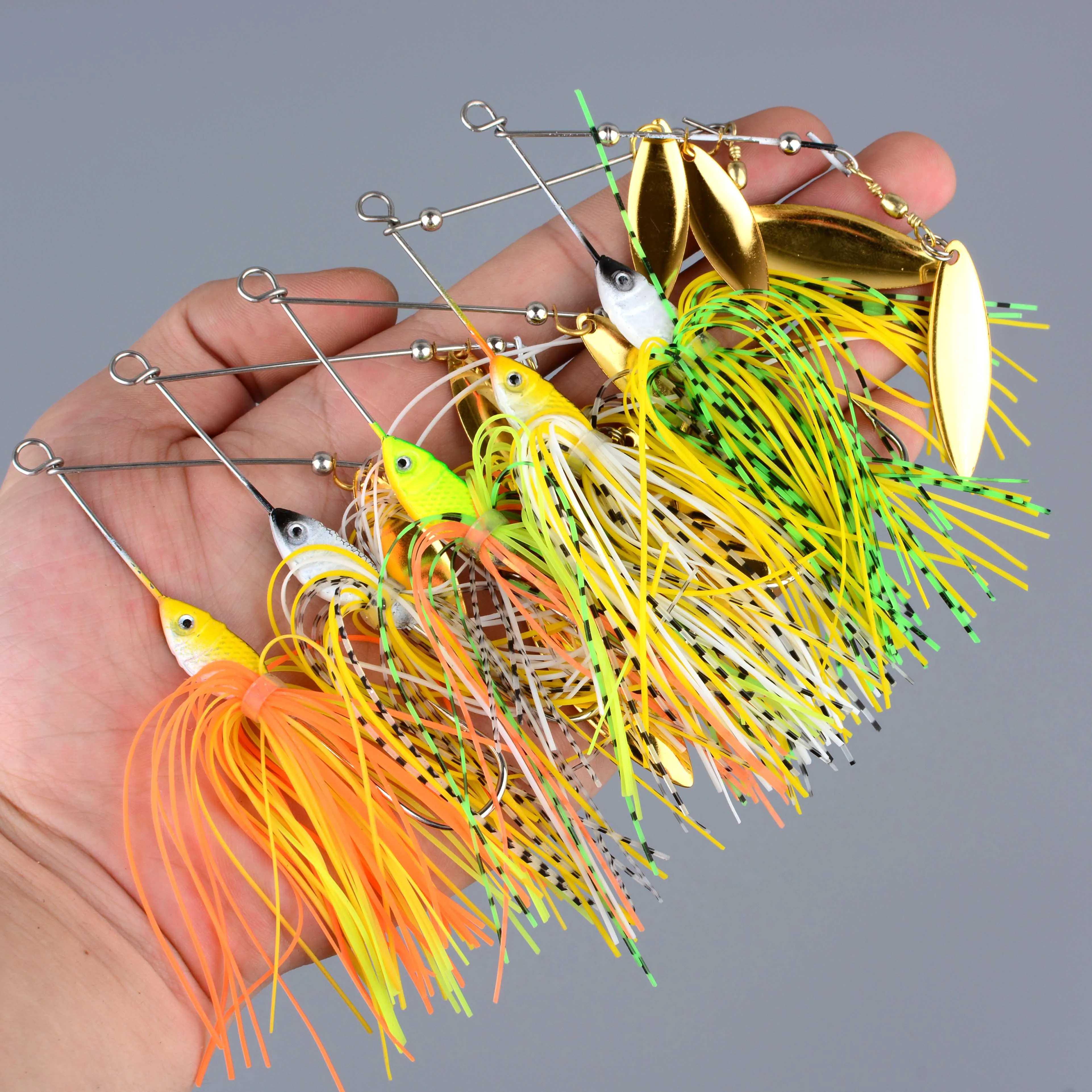 Spinnerbait metálico con falda