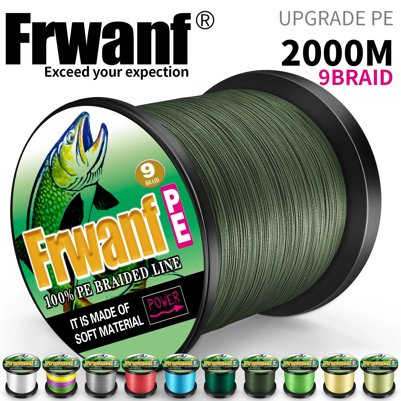 Línea Trenzada Frwanf PE 9 Hebras – Multifilamento para Pesca en Mar - imagen 3