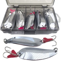 Señuelos metálicos con anzuelo triple para salmón y lubina